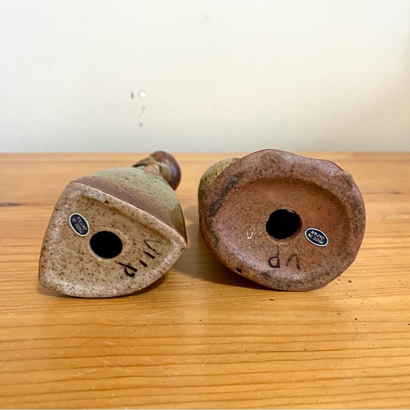 Vintage Stoneware Mother Daughter Pottery Vase Set Flower Bud Dried Mid-Century - Picture 5 of 7